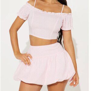 NWT Pink Gingham Matching Set